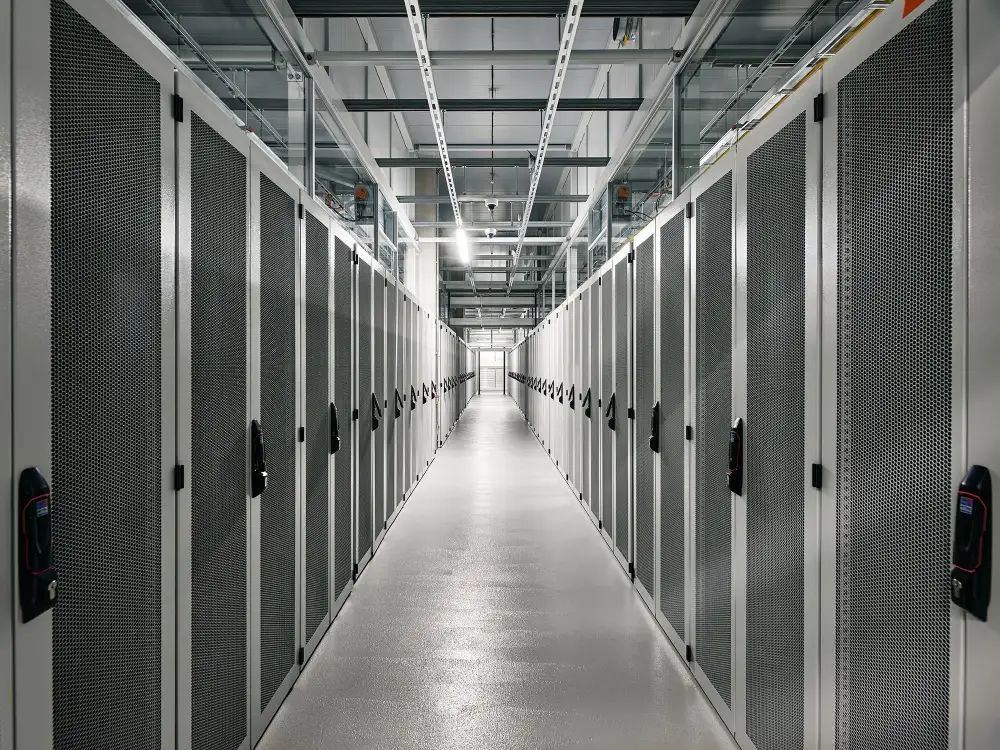 A row of racks in the Greenergy colocation hall.